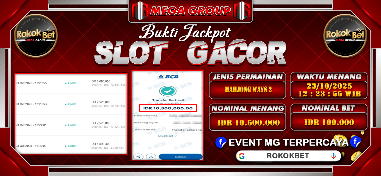 Bukti JP situs Rokokbet hari Kamis, 23 Oktober 2025