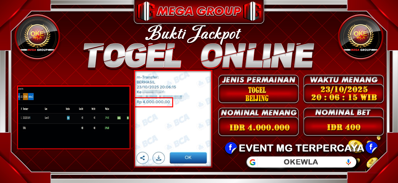 Bukti JP situs Okewla hari Kamis, 23 Oktober 2025