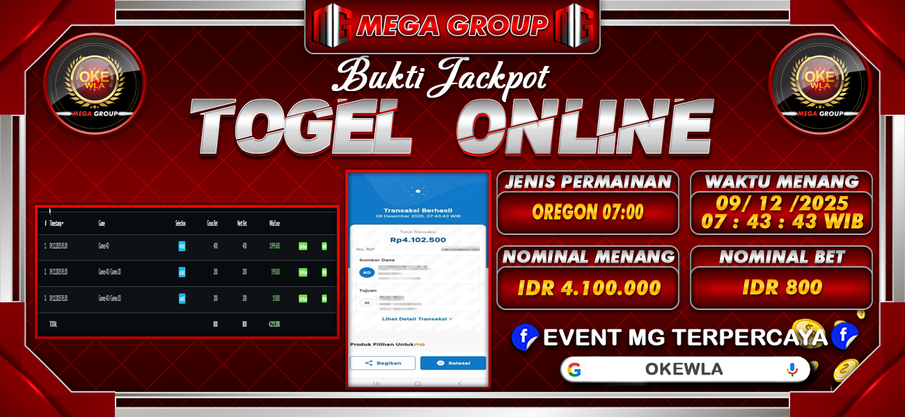 Bukti JP situs Okewla hari Selasa, 09 Desember 2025